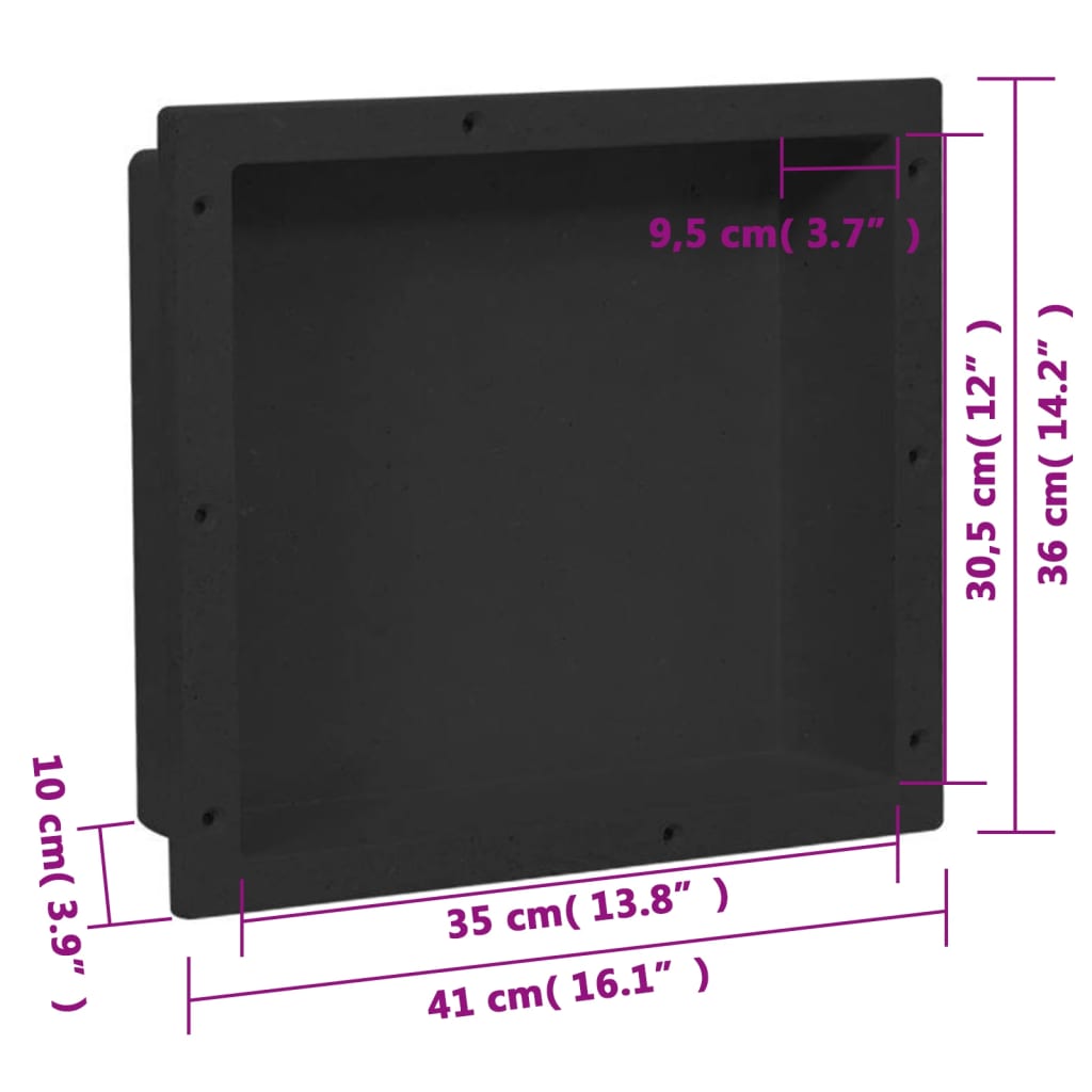 Shower Niche Matt Black 16.1"x14.2"x3.9"