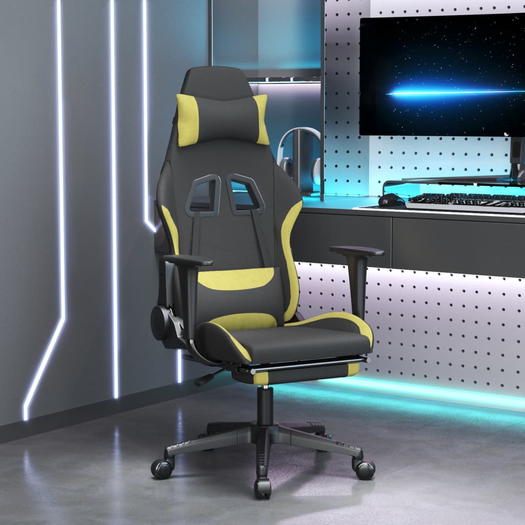 Gaming Chair with Footrest Black and Orange Fabric