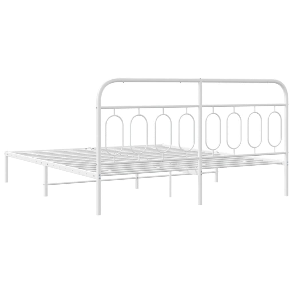 Metal Bed Frame without Mattress with Headboard White 76"x79.9"