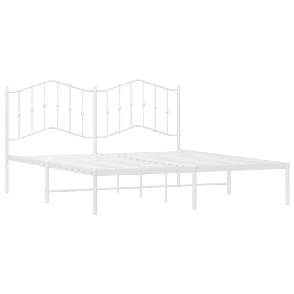 Metal Bed Frame without Mattress with Headboard White 72"x83.9"