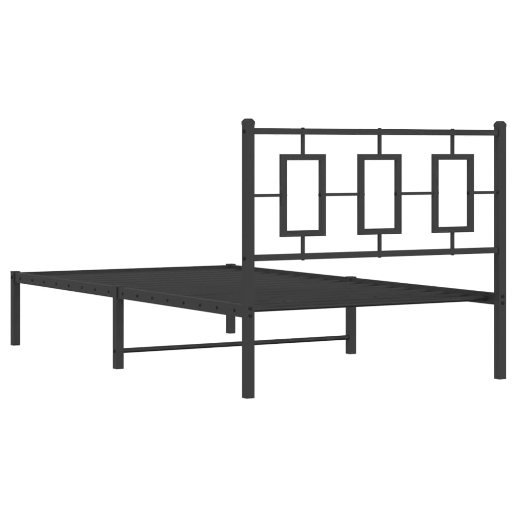 Metal Bed Frame without Mattress with Headboard Black 39.4"x78.7"