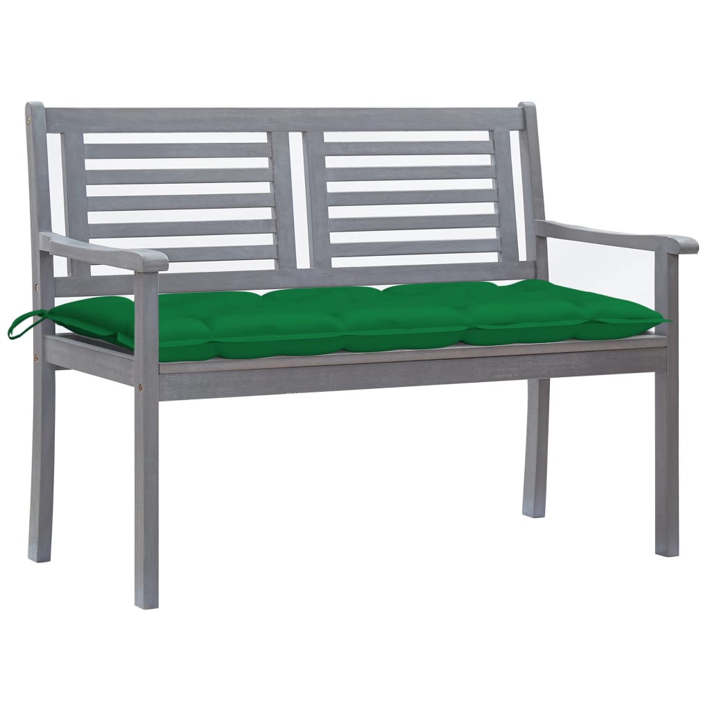 2-Seater Patio Bench with Cushion 47.2" Gray Eucalyptus Wood