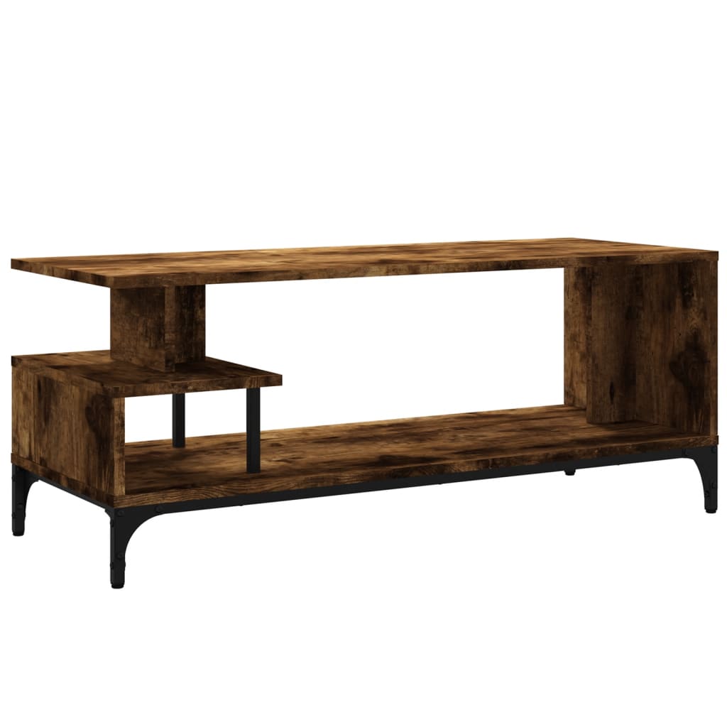 TV Stand Smoked Oak 40.2"x15.7"x16.1" Engineered Wood and Powder-coated Steel