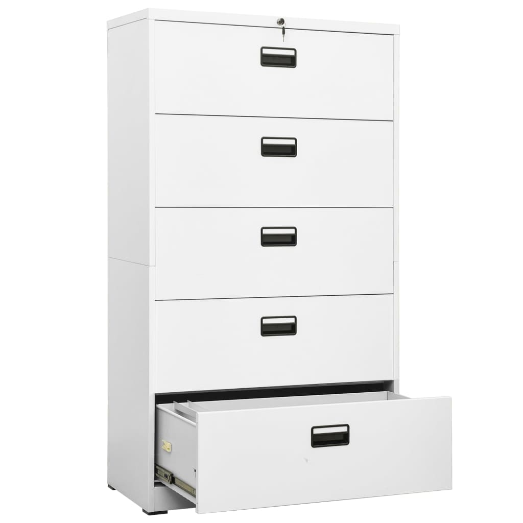 Filing Cabinet White 35.4"x18.1"x64.6" Steel