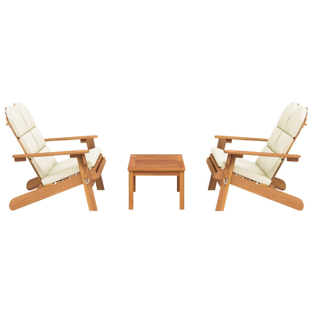 3 Piece Adirondack Patio Lounge Set Solid Wood Acacia