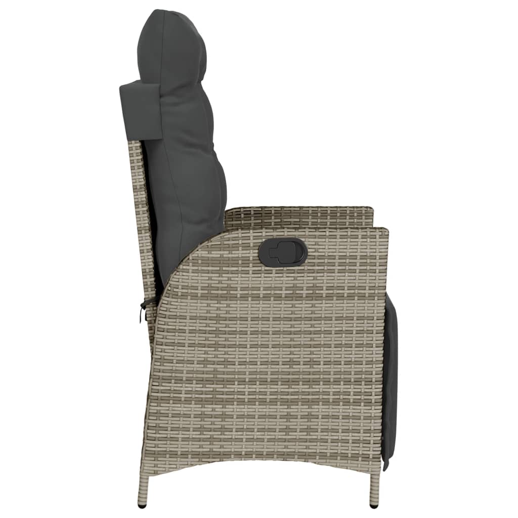 Reclining Patio Chairs 2 pcs with Footrest Gray Poly Rattan