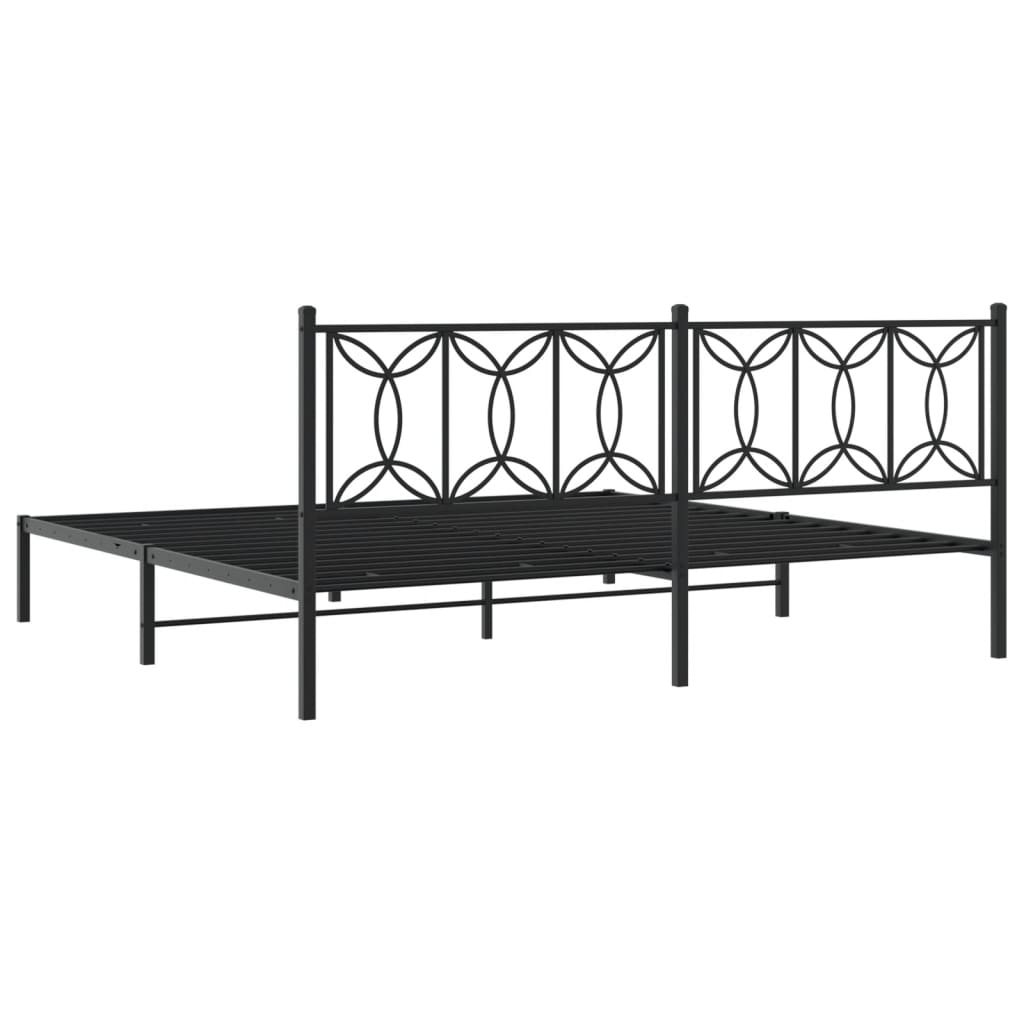 Metal Bed Frame without Mattress with Headboard Black 76"x79.9"