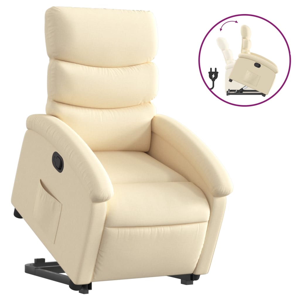 Stand up Recliner Chair Cream Fabric