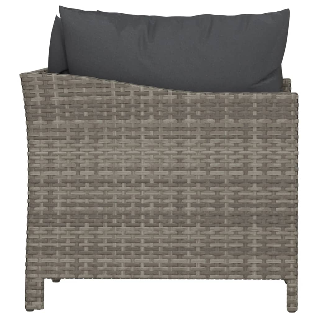 2 Piece Patio Lounge Set with Cushions Gray Poly Rattan