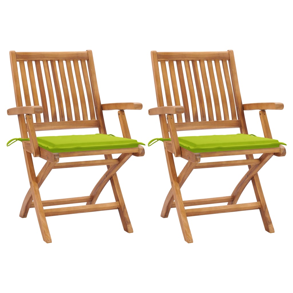 Folding Patio Chairs with Cushions 6 pcs Solid Teak Wood