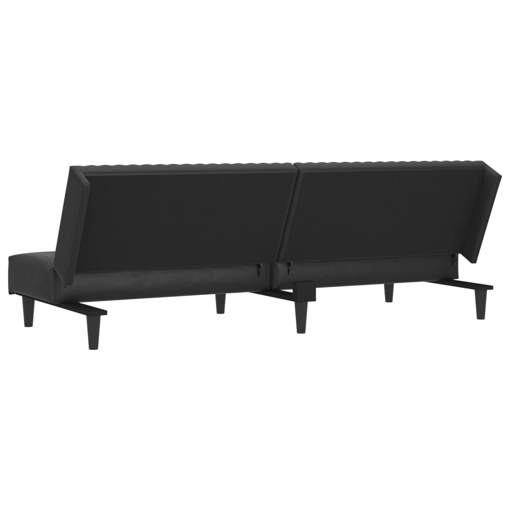 2-Seater Sofa Bed Black Faux Leather