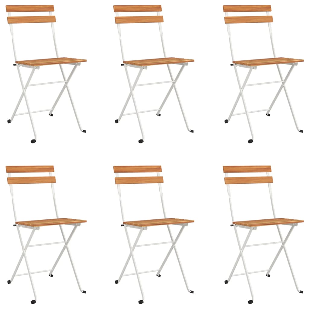 Folding Bistro Chairs 6 pcs Solid Wood Acacia and Steel