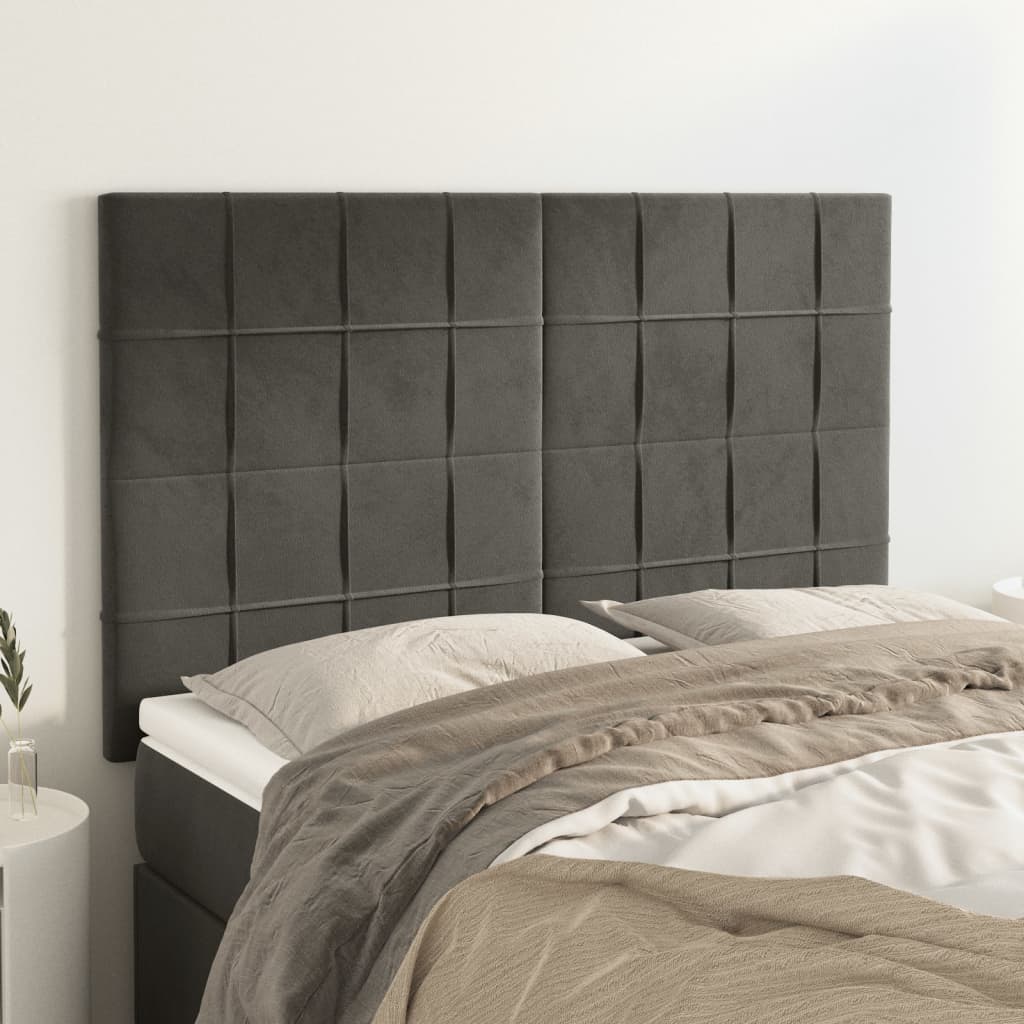 Headboards 4 pcs Dark Gray 28.3"x2"x30.7"/34.6" Velvet