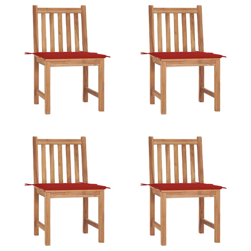 Patio Chairs 4 pcs with Cushions Solid Teak Wood