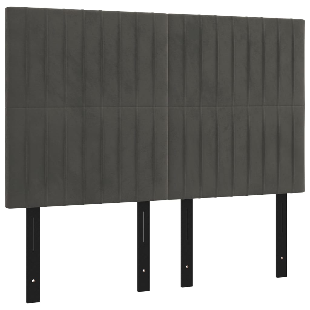 Headboards 4 pcs Dark Gray 28.3"x2"x30.7"/34.6" Velvet