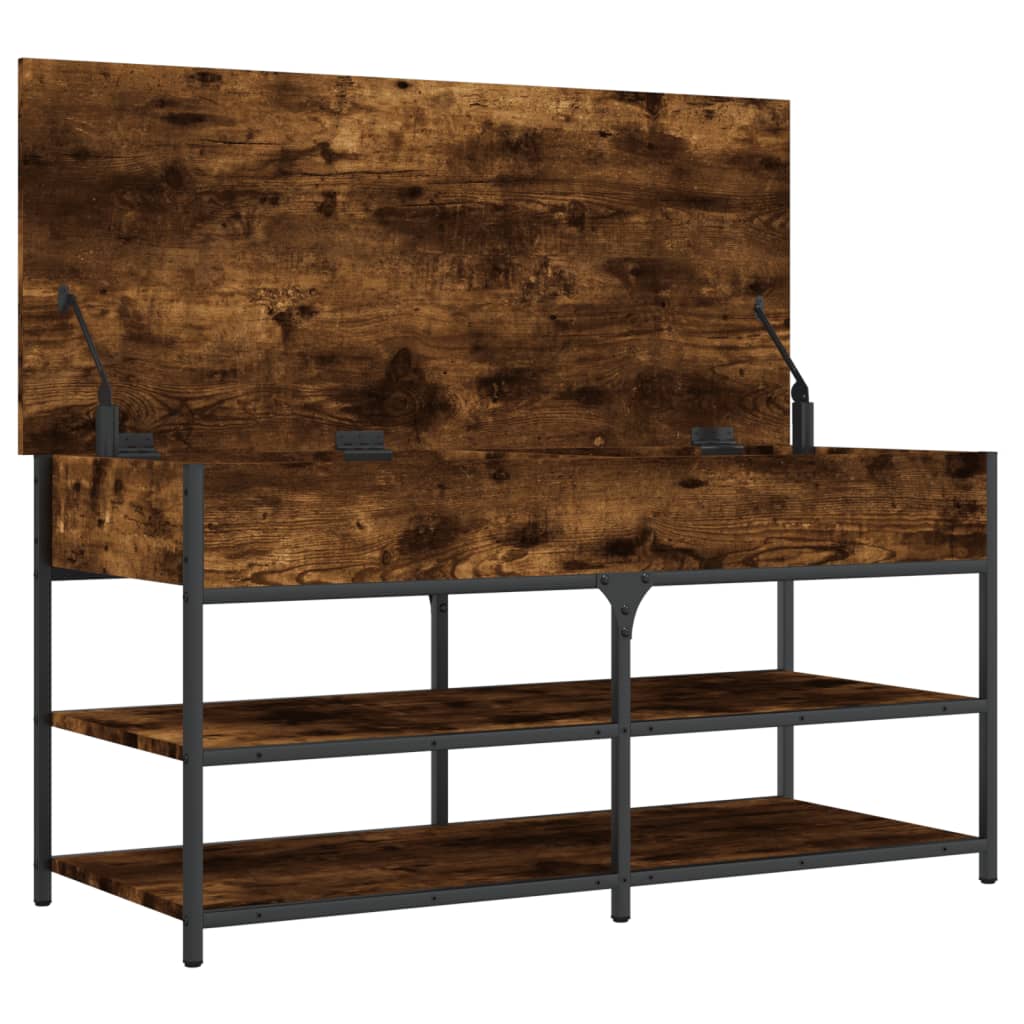 Shoe Bench Smoked Oak 39.4"x16.7"x19.7" Engineered Wood