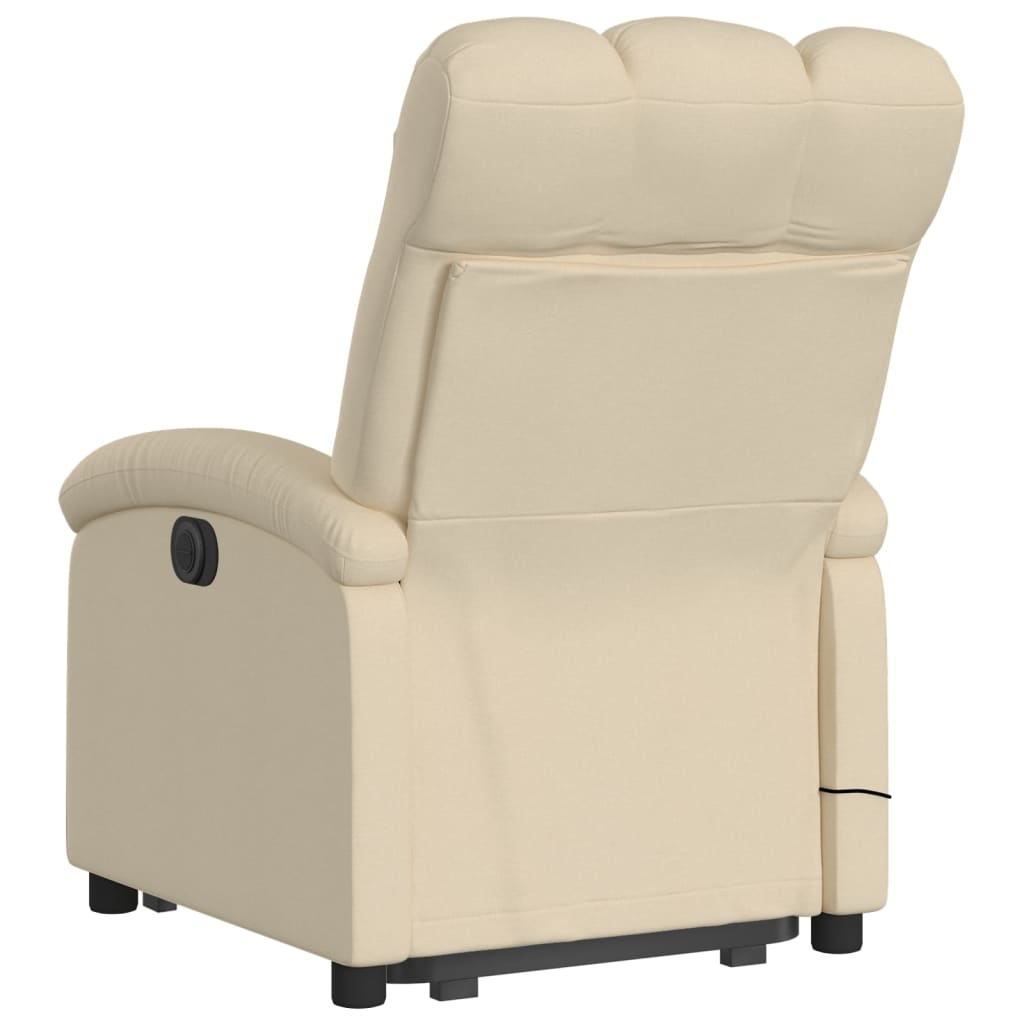 Electric Stand up Massage Recliner Chair Cream Fabric