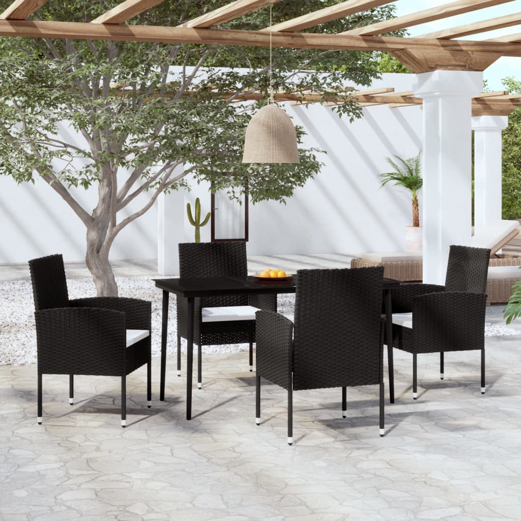 5 Piece Patio Dining Set Black