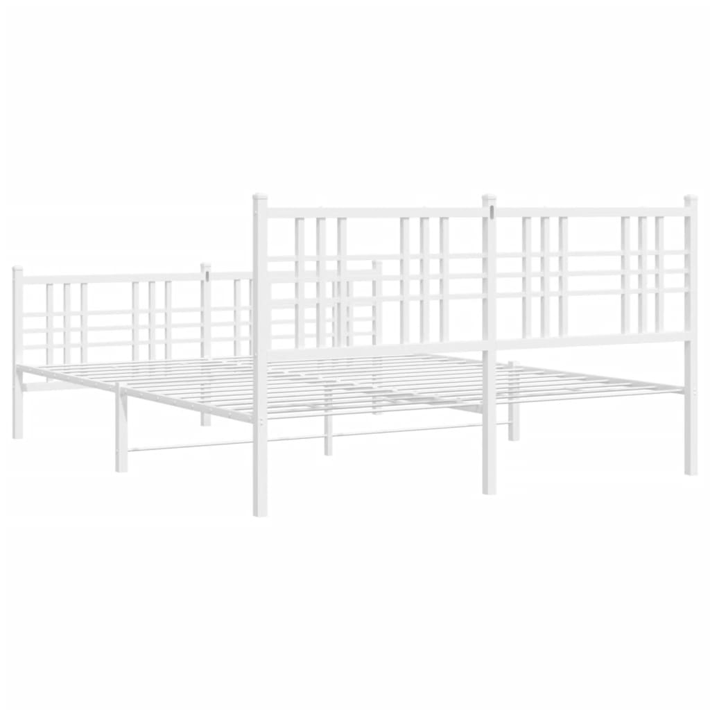 Metal Bed Frame without Mattress with Footboard White 59.1"x78.7"