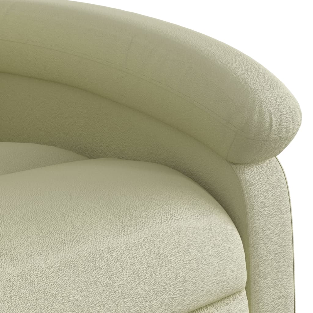 Electric Recliner Chair Cream Real Leather