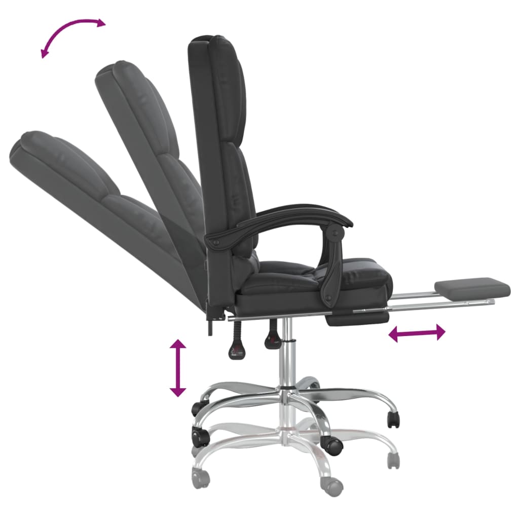 Massage Reclining Office Chair Black Faux Leather