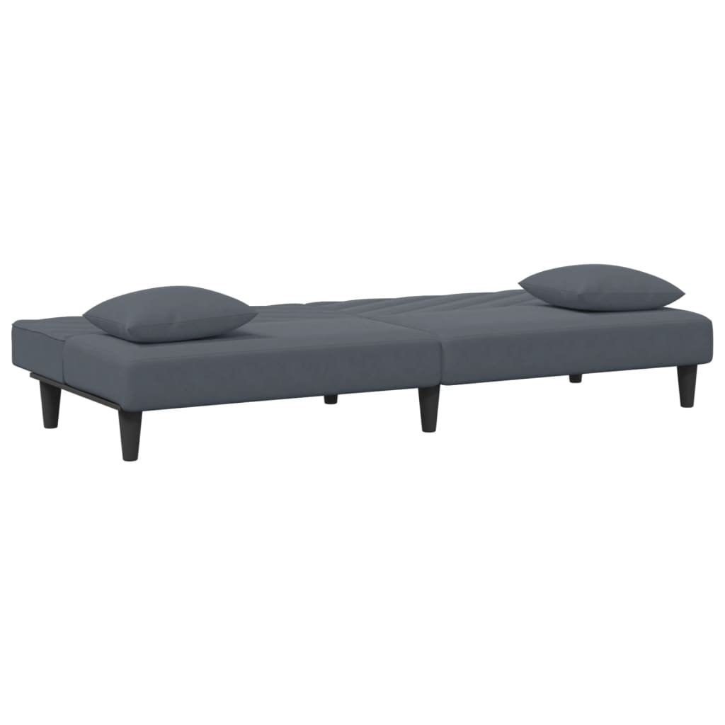 2 Piece Sofa Set with Pillows Dark Gray Velvet