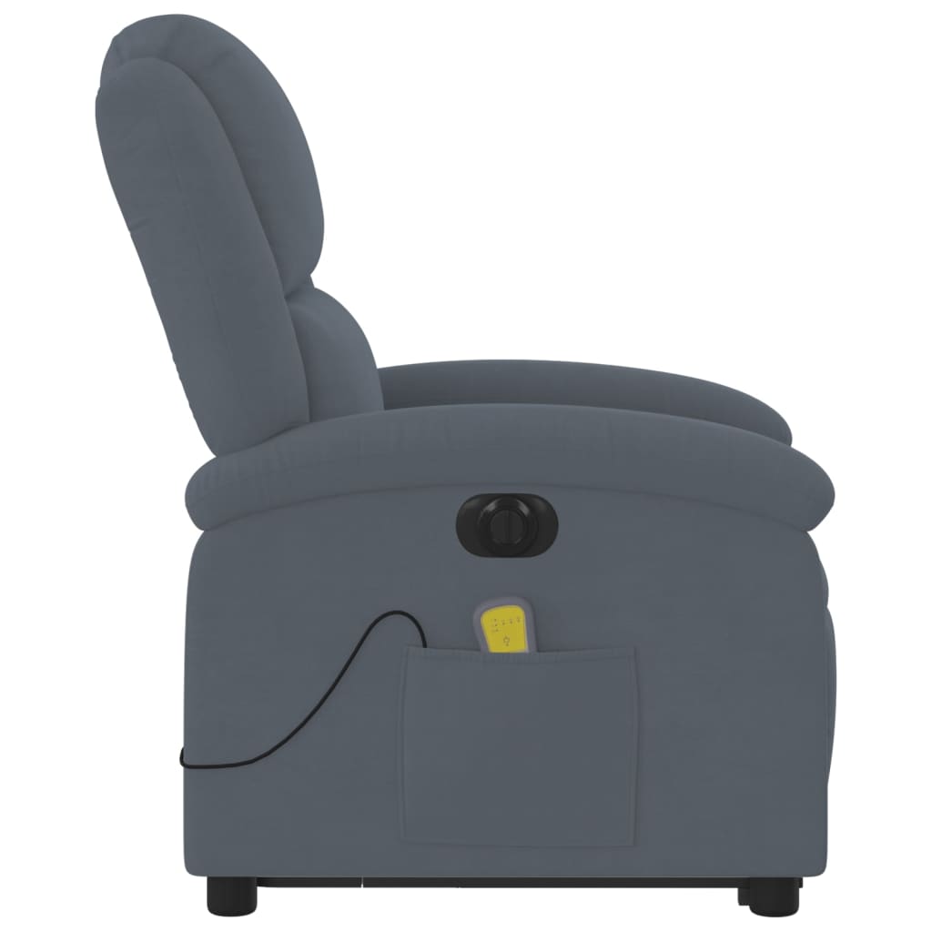 Electric Stand up Massage Recliner Chair Dark Gray Velvet