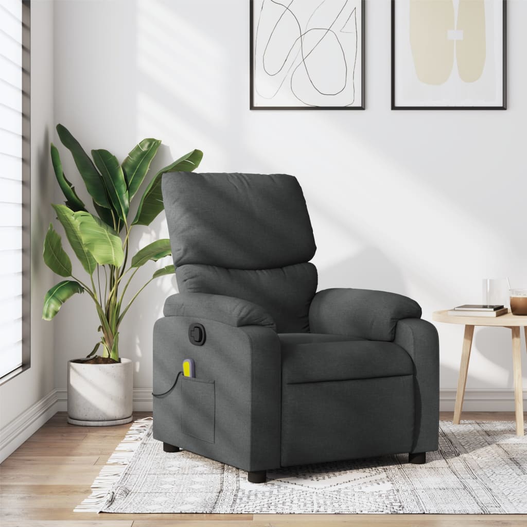 Massage Recliner Chair Dark Green Fabric