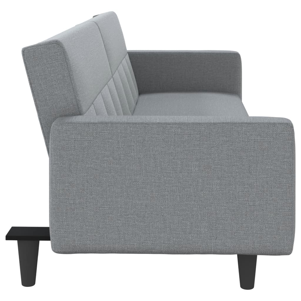 Sofa Bed with Cushions Light Gray Fabric