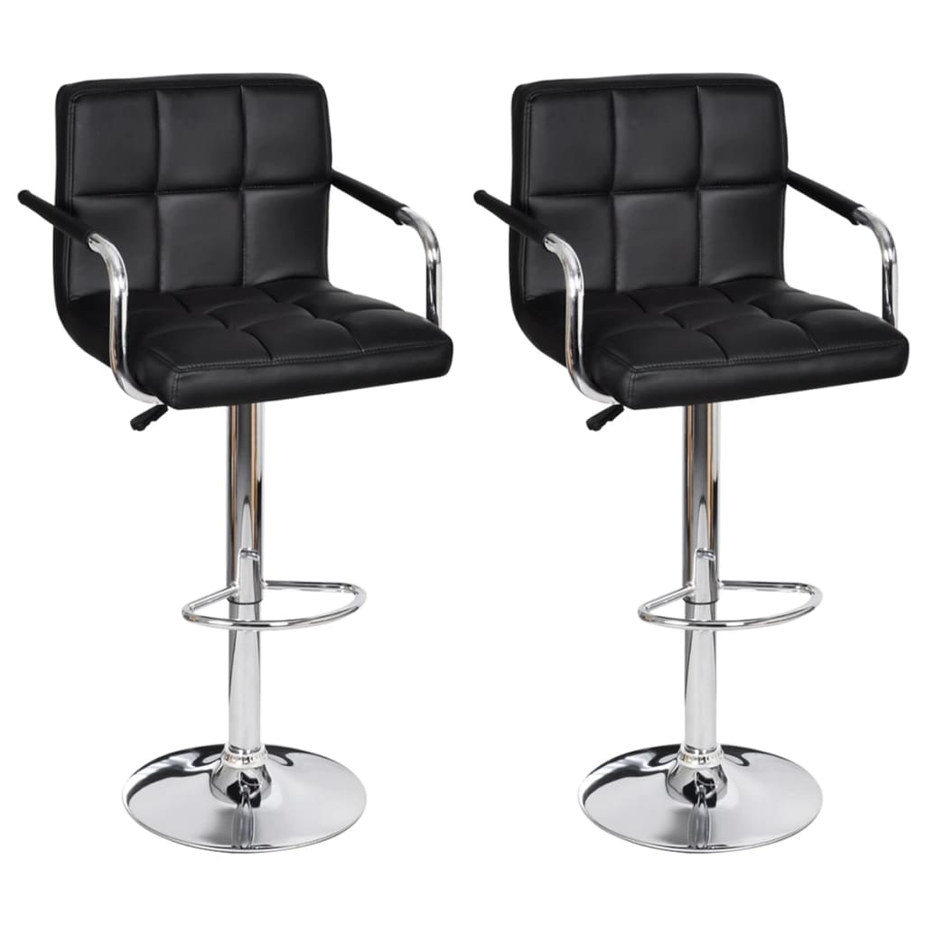 Bar Stools 2 pcs Black Faux Leather