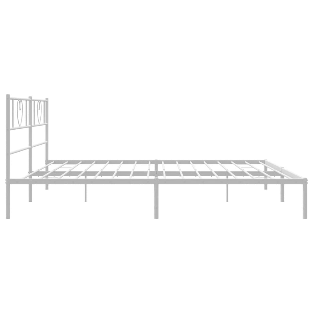 Metal Bed Frame without Mattress with Headboard White 76"x79.9"