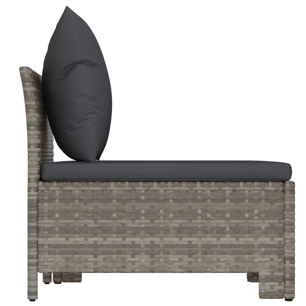 2 Piece Patio Lounge Set with Cushions Gray Poly Rattan