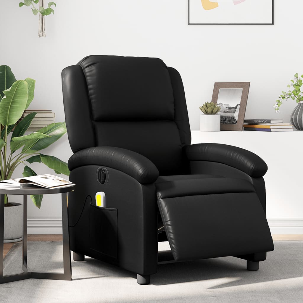 Electric Massage Recliner Chair Black Faux Leather