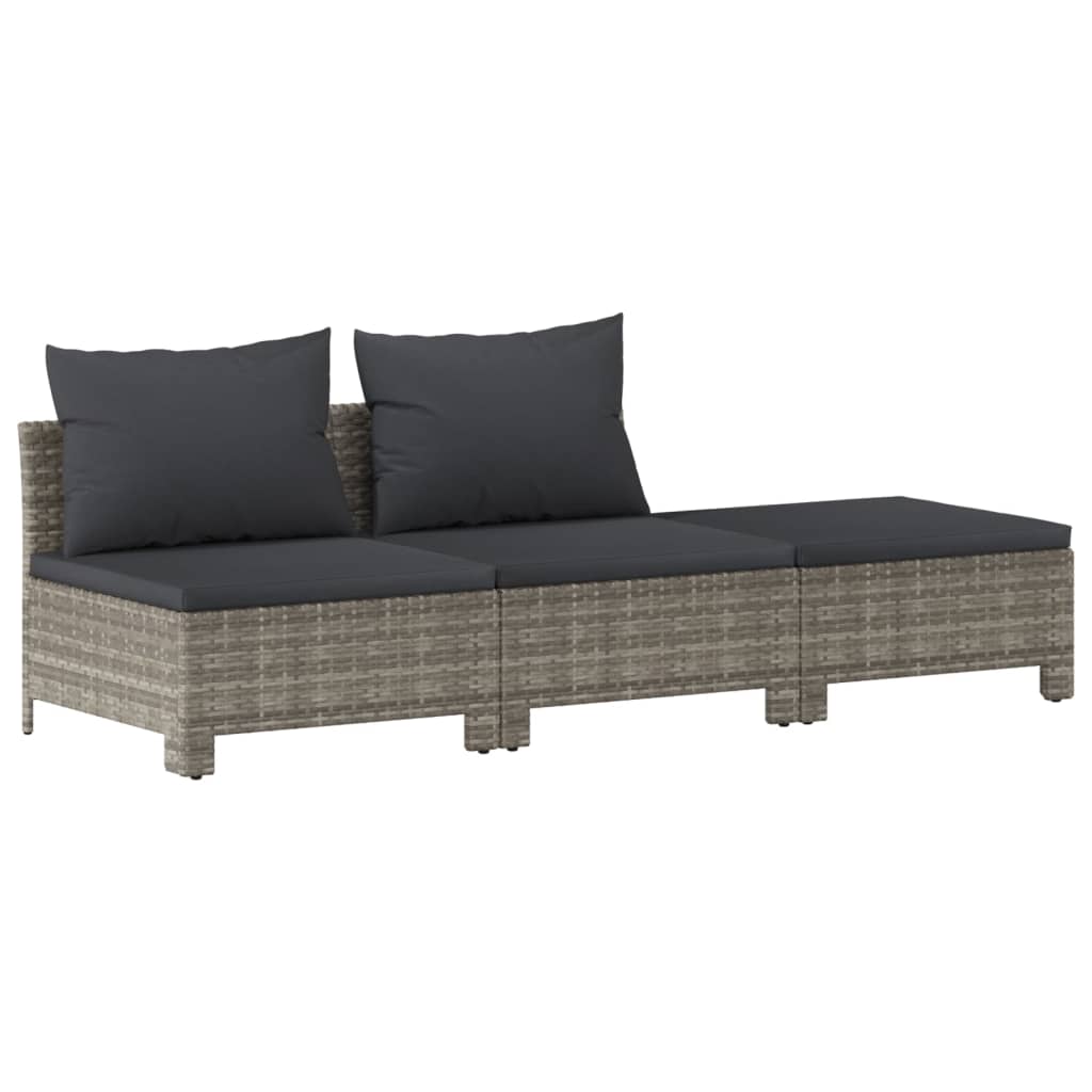 7 Piece Patio Lounge Set with Cushions Gray Poly Rattan