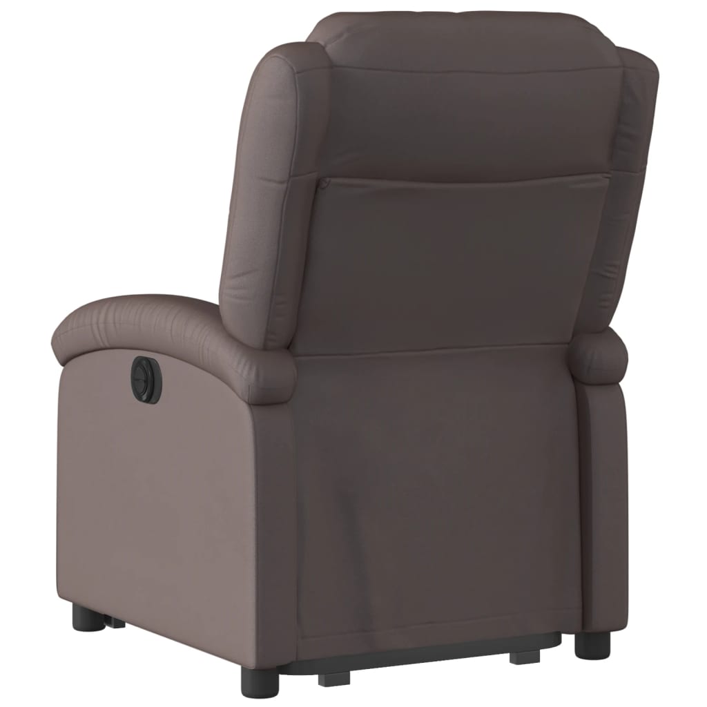 Stand up Recliner Chair Dark Brown Real Leather