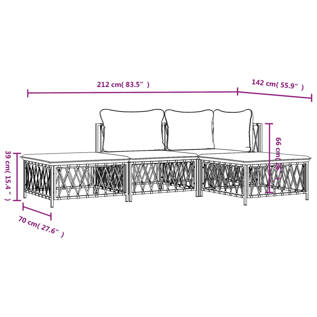 4 Piece Patio Lounge Set with Cushions Anthracite Steel