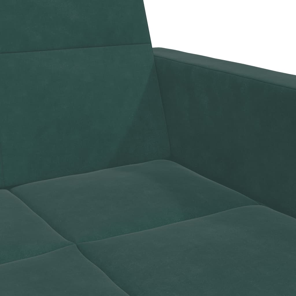 2-Seater Sofa Bed with Footstool Dark Green Velvet