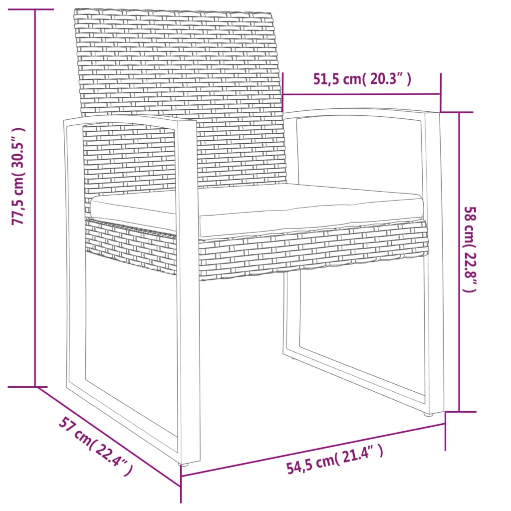 Patio Dining Chairs 2 pcs Dark Gray PP Rattan