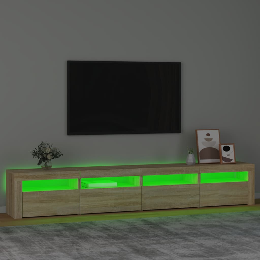 TV Stand with LED Lights Sonoma Oak 94.5"x13.8"x15.7"