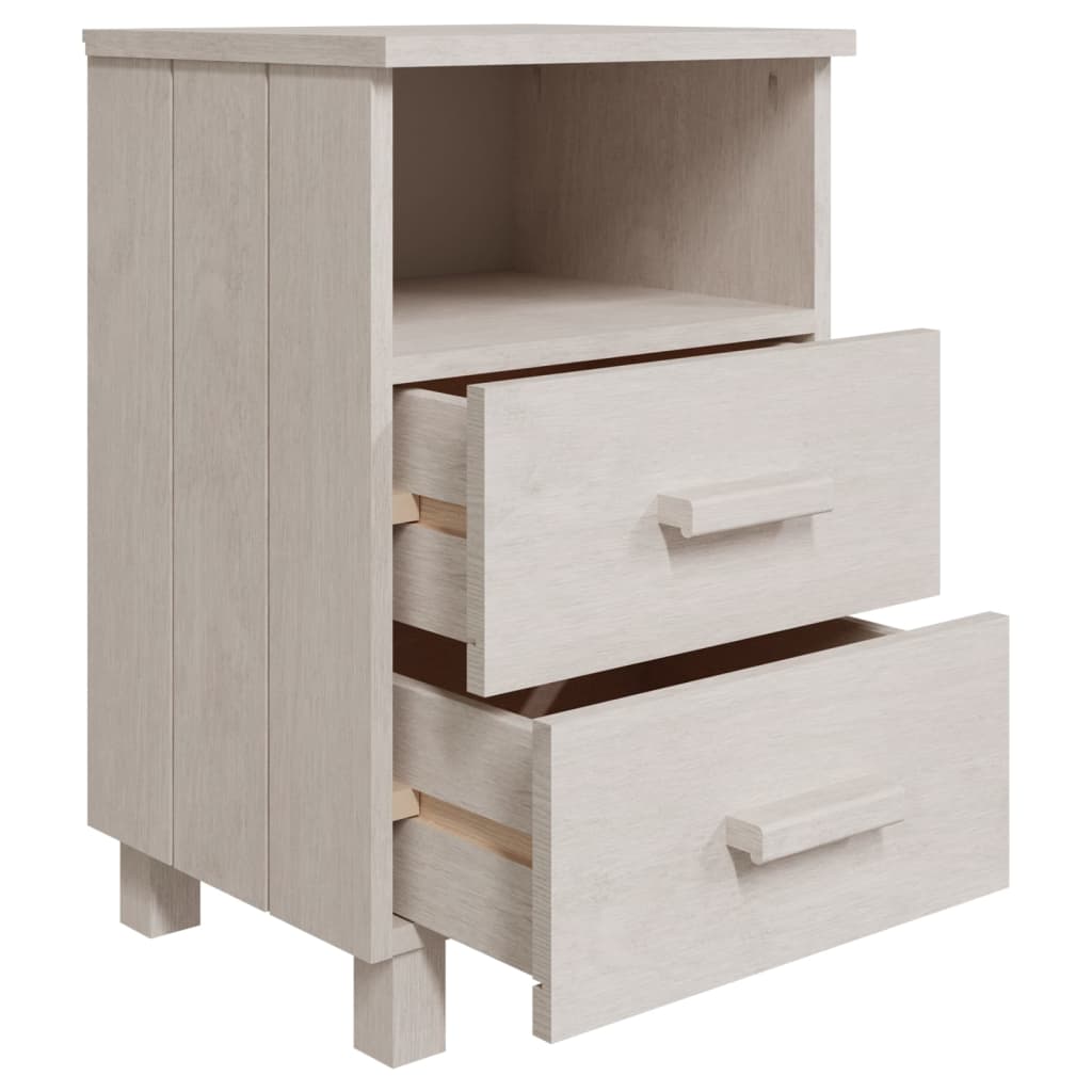 Bedside Cabinet HAMAR White 15.7"x13.8"x24.4" Solid Wood Pine