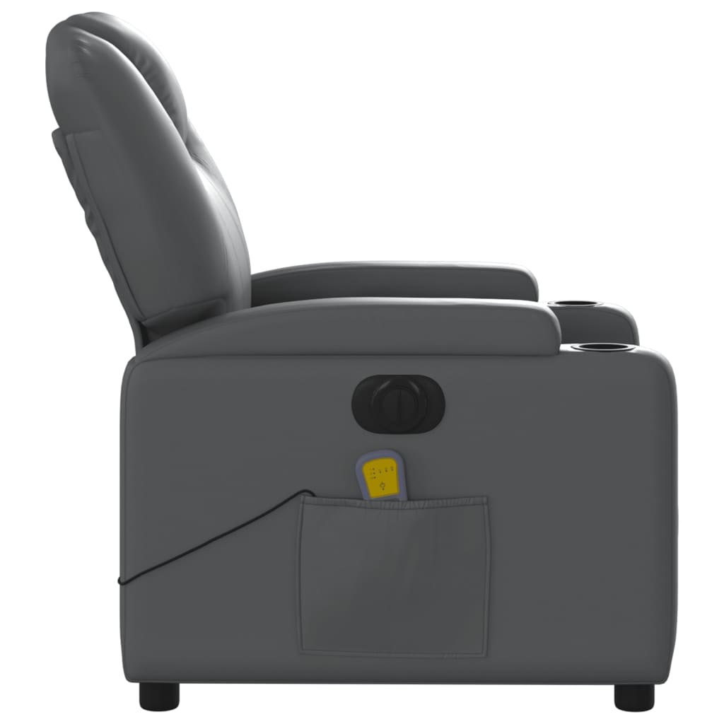 Electric Massage Recliner Chair Gray Faux Leather