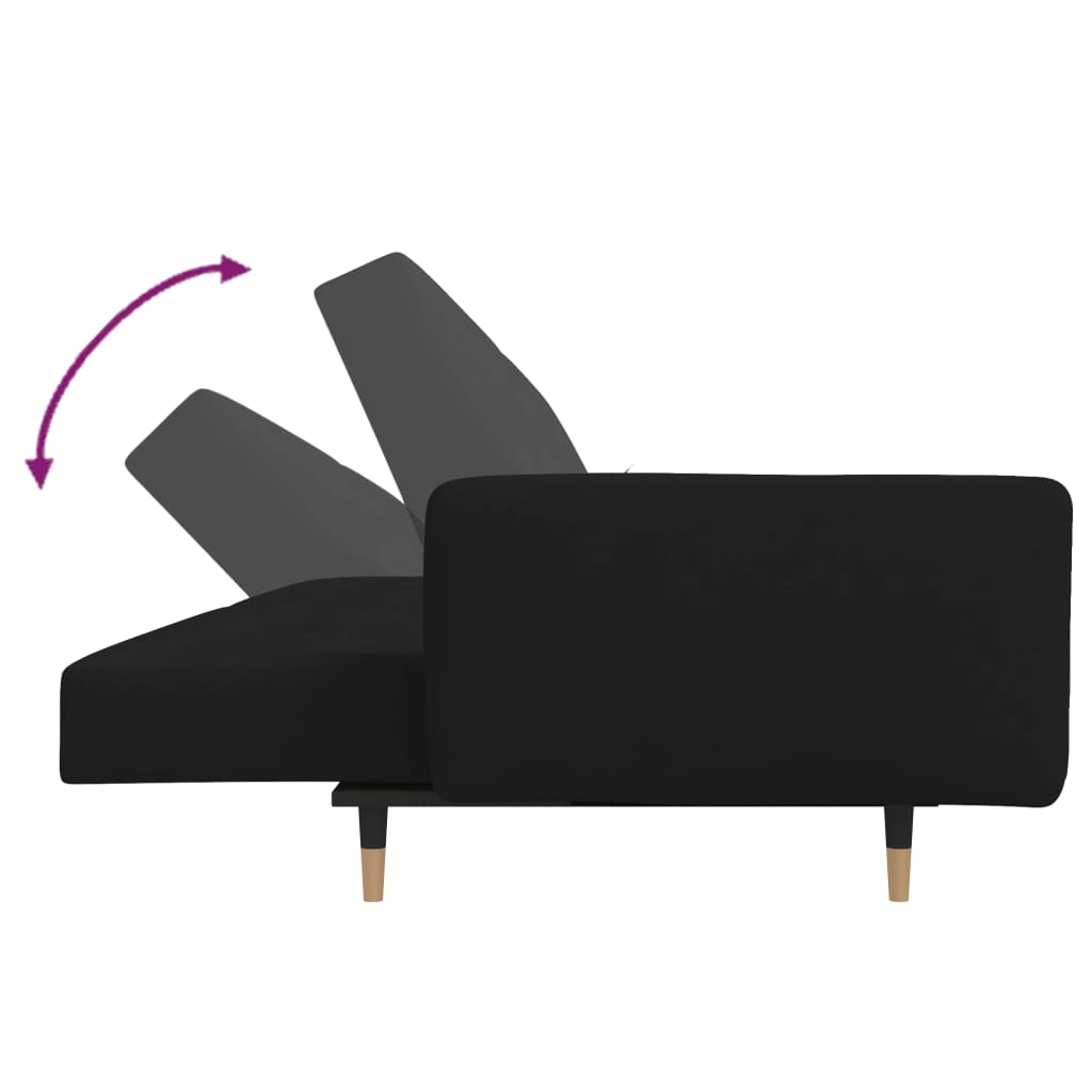 2-Seater Sofa Bed with Two Pillows Black Velvet