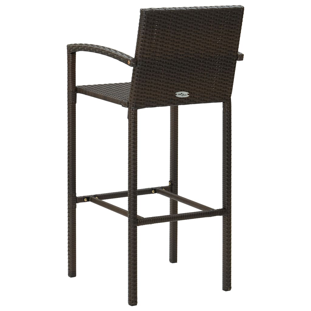 Bar Stools 2 pcs Brown Poly Rattan