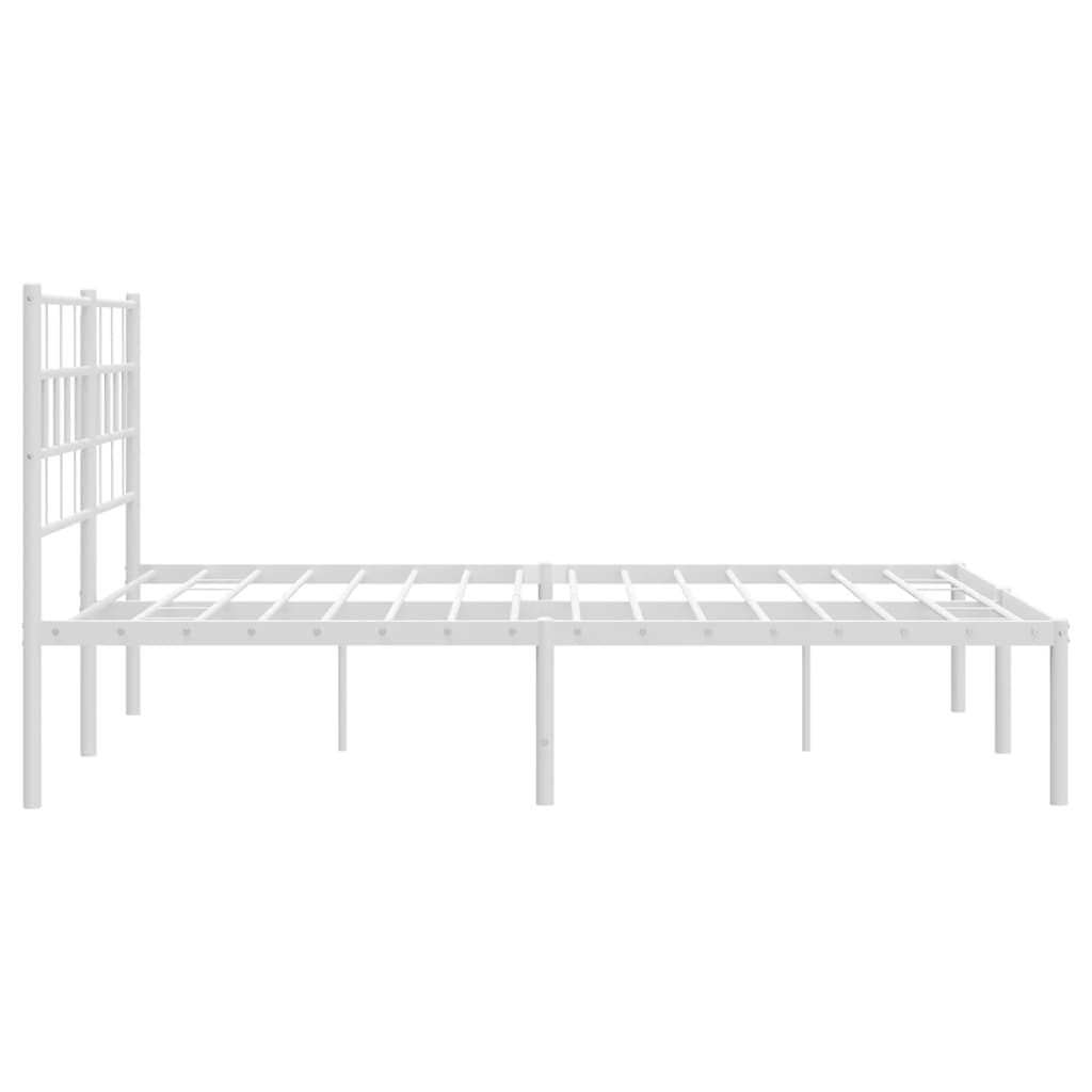 Metal Bed Frame without Mattress with Headboard White 59.1"x78.7"