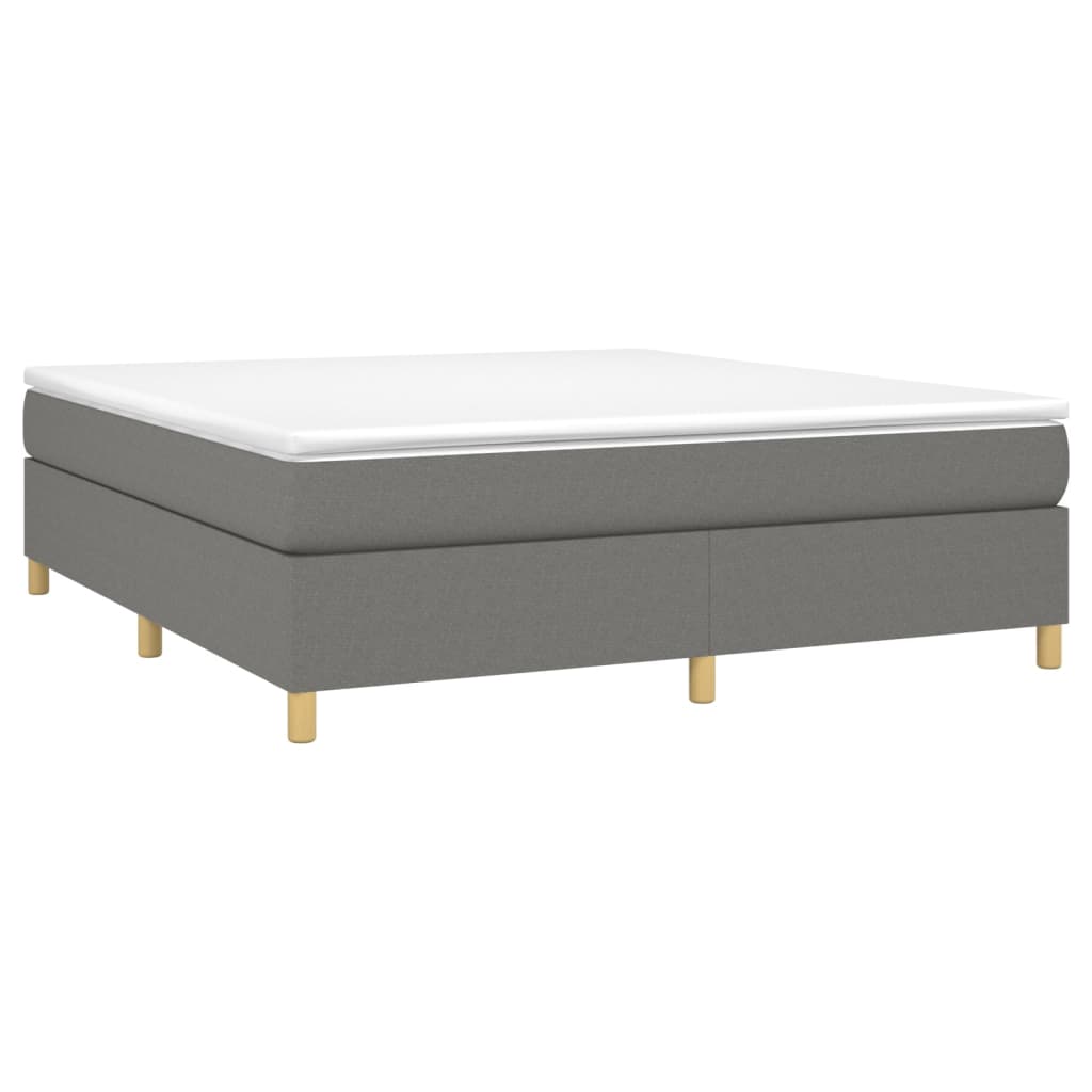 Box Spring Bed with Mattress Dark Gray 76"x79.9" King Fabric