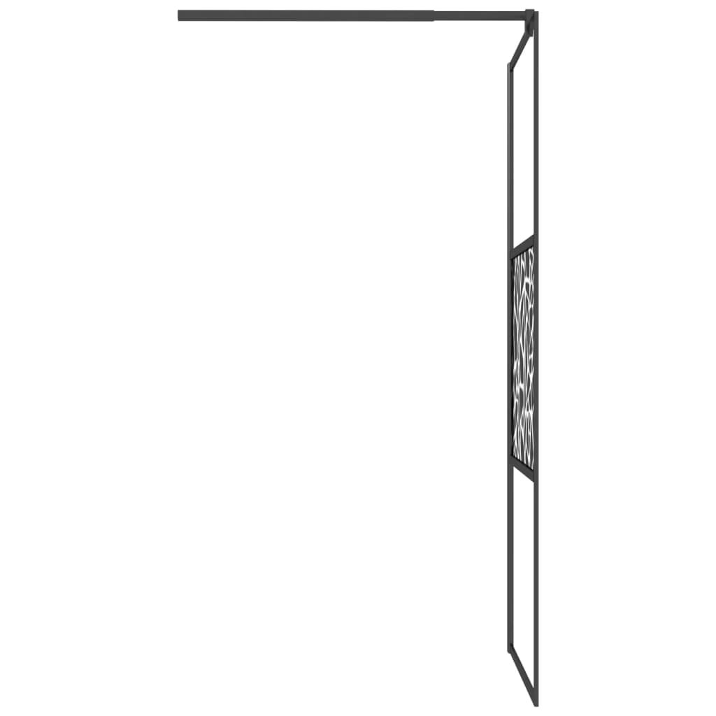 Walk-in Shower Wall with Shelf Black 39.4"x76.8" ESG Glass&Aluminum