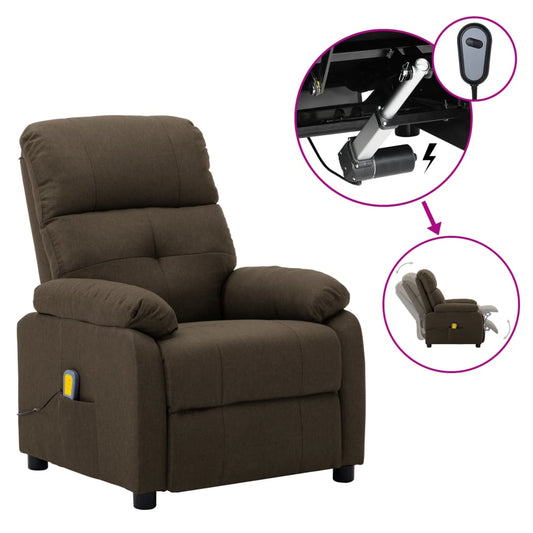 Massage Recliner Brown Fabric