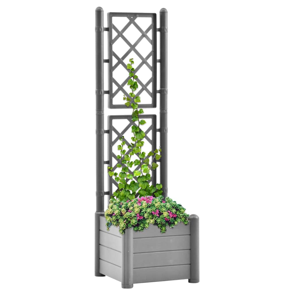 Garden Planter with Trellis 16.9"x16.9"x55.9" PP Stone Gray