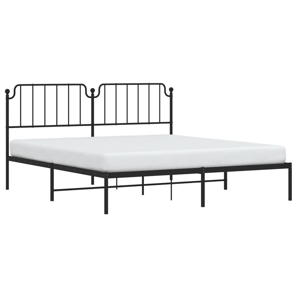 Metal Bed Frame without Mattress with Headboard Black 72"x83.9"