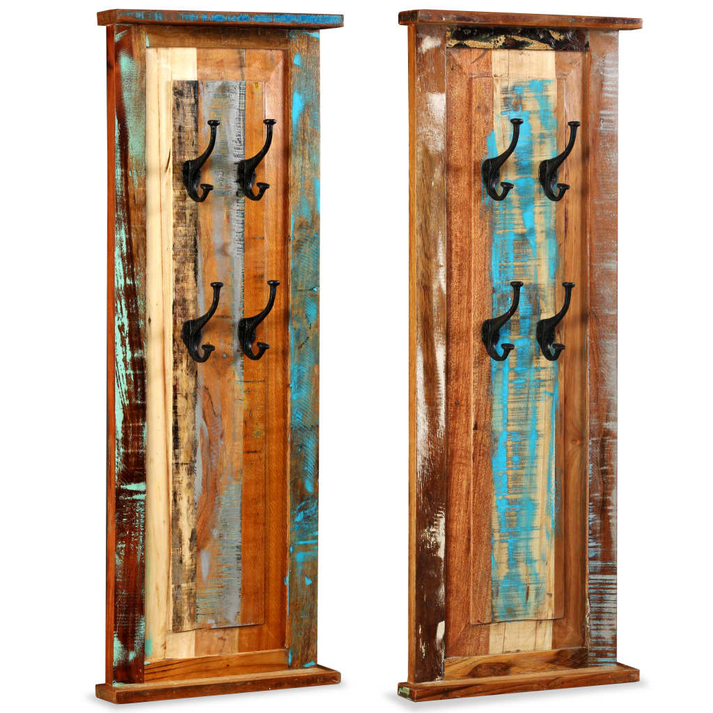 Coat Racks 2 pcs Solid Reclaimed Wood 15"x39.4"